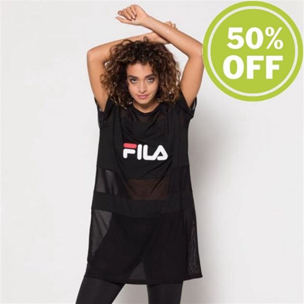 Vestidos Fila Mulher Pretas - Fila Emily Loja Online Portugal,EKCG-78405